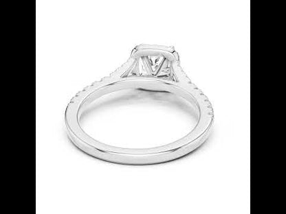 Pure Carat 18K White Gold Stud Ring with Cushion & Round Lab-Grown Diamonds
