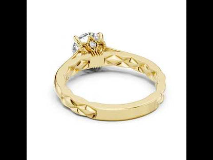 14K Yellow Gold Round Lab-Grown Diamond Ring for Women Office Wear Pure Carat