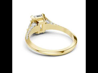 18K Rose Gold Radiant Trillion & Round Lab-Grown Diamond Stud Ring for Women | Office Wear | Pure Carat