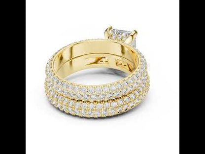 18K Rose Gold Radiant & Round Lab-Grown Diamond Stud Ring for Women – Pure Carat