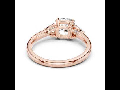 Trillion & Cushion Lab-Grown Diamond Ring in 18K Yellow Gold for Women – Pure Carat