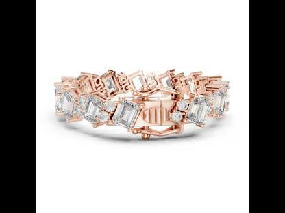 18k White Gold Emerald/Round Lab-Grown Diamond Engagement Bracelet for Women | Pure Carat