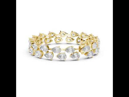 Women’s Wedding Pear Cut Lab-Grown Diamond Bracelet in 18K Yellow Gold – Pure Carat