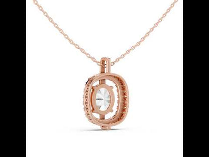 14K Rose Gold Oval & Round Lab-Grown Diamond Pendant for Women | Bridal Wear | Pure Carat
