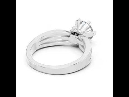 Round Lab-Grown Diamond Engagement Ring in 18K White Gold | PureCarat