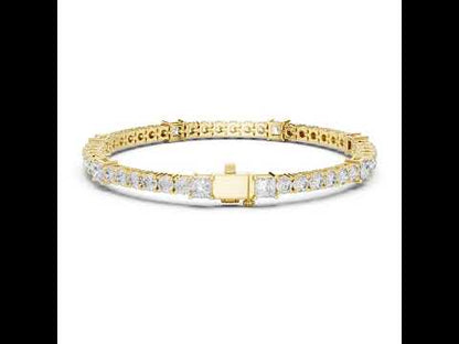 18k Yellow Gold Princess /Round Lab-Grown Diamond Engagement Bracelet for Women | Pure Carat