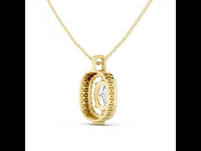 14K Rose Gold Oval & Round Lab-Grown Diamond Pendant for Women | Bridal Wear | Pure Carat