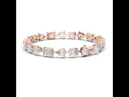 18k White Gold Oval/Pear/Emerald Lab-Grown Diamond Wedding Bracelet for Women | Pure Carat