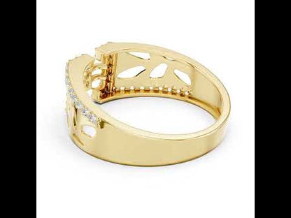14K Yellow Gold Round Lab-Grown Diamond Bridal Drop Ring for Women | Pure Carat