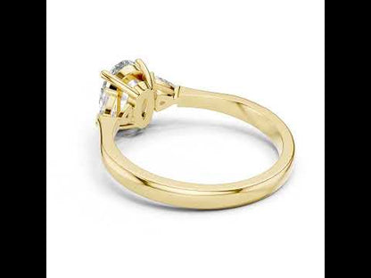 14K Yellow Gold Oval & Trillion Lab-Grown Diamond Engagement Ring for Women | Pure Carat