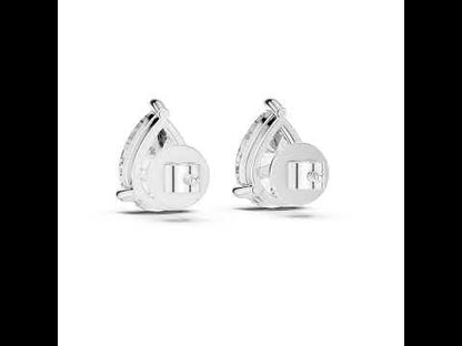 PureCarat 14K White Gold Pear Lab-Grown Diamond Earrings for Women