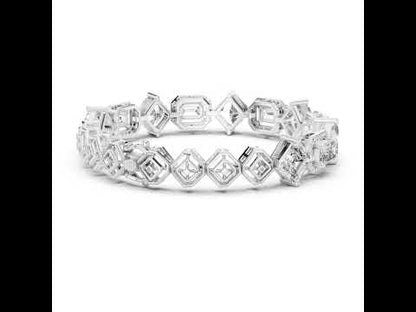 14k White Gold Emerald/Emerald/Round Lab-Grown Diamond Bridal Bracelet for Women | Pure Carat