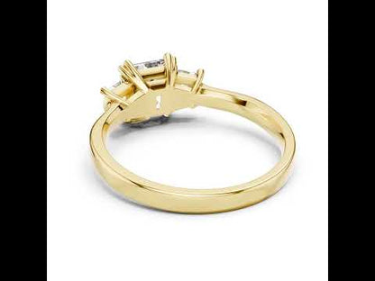 18K Rose Gold Custom Baguette & Radiant Lab-Grown Diamond Engagement Ring for Women | Pure Carat