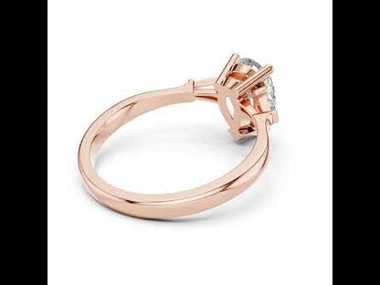 18K White Gold Pear & Custom Baguette Lab-Grown Diamond Engagement Ring for Women | Pure Carat