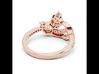 14K Yellow Gold Round Lab-Grown Diamond Drop Ring for Women | Party Wear | Pure Carat