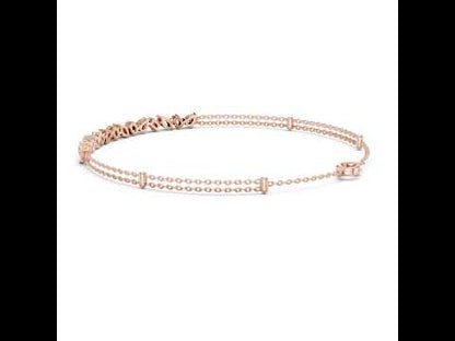 14k Rose Gold Round Lab-Grown Diamond Everyday Wear Bracelet for Women | Pure Carat