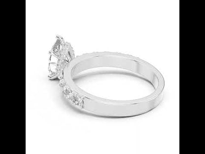 14K Rose Gold Pear & Round Lab-Grown Diamond Stud Ring for Women – Pure Carat