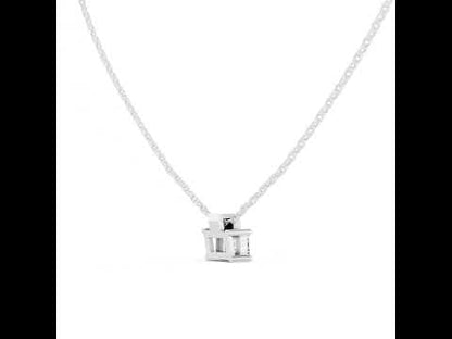 18K Rose Gold Emerald & Round Lab-Grown Diamond Pendant for Women | Everyday Wear | Pure Carat