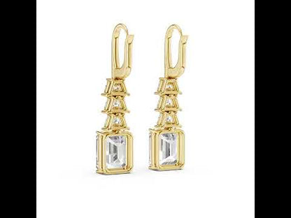 Bridal Stud Earrings | Emerald & Trapezoid Lab-Grown Diamonds | 18K Yellow Gold | Pure Carat