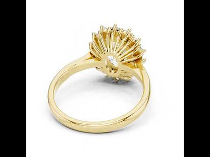 14K Yellow Gold Oval & Round Lab-Grown Diamond Stud Ring for Women | Party Wear | Pure Carat