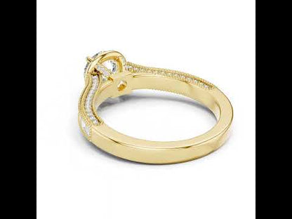 Pure Carat 14K Yellow Gold Engagement Ring with Round Bug-Cut Lab-Grown Diamond