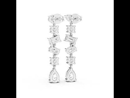 18K White Gold Pear/Oval/Emerald Diamond Stud Earrings for Women | Office Wear | Pure Carat