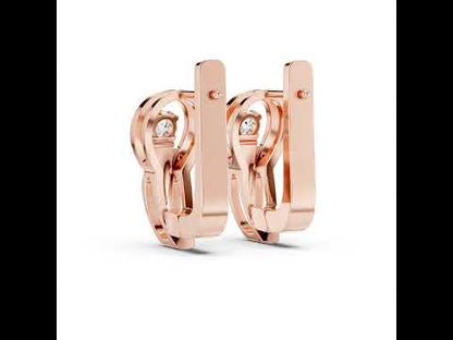 Women’s Anniversary Gift Earrings in 18K Yellow Gold with Round Cut Diamonds - Pure Carat