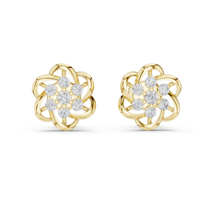 14K Gold Diamond Flower Studs crafted with lab-grown diamonds
