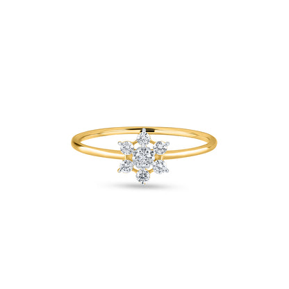 "Purecarat: 18ct Yellow Gold Daisy Cluster Lab Grown Diamond Ring - Floral Engagement Ring"