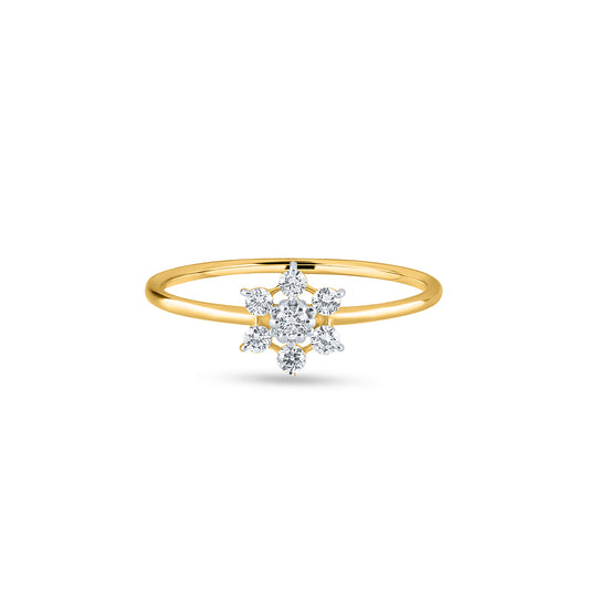 "Purecarat: 18ct Yellow Gold Daisy Cluster Lab Grown Diamond Ring - Floral Engagement Ring"