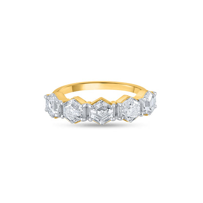 "Purecarat Yellow Gold Multi-Row Diamond Anniversary Ring"