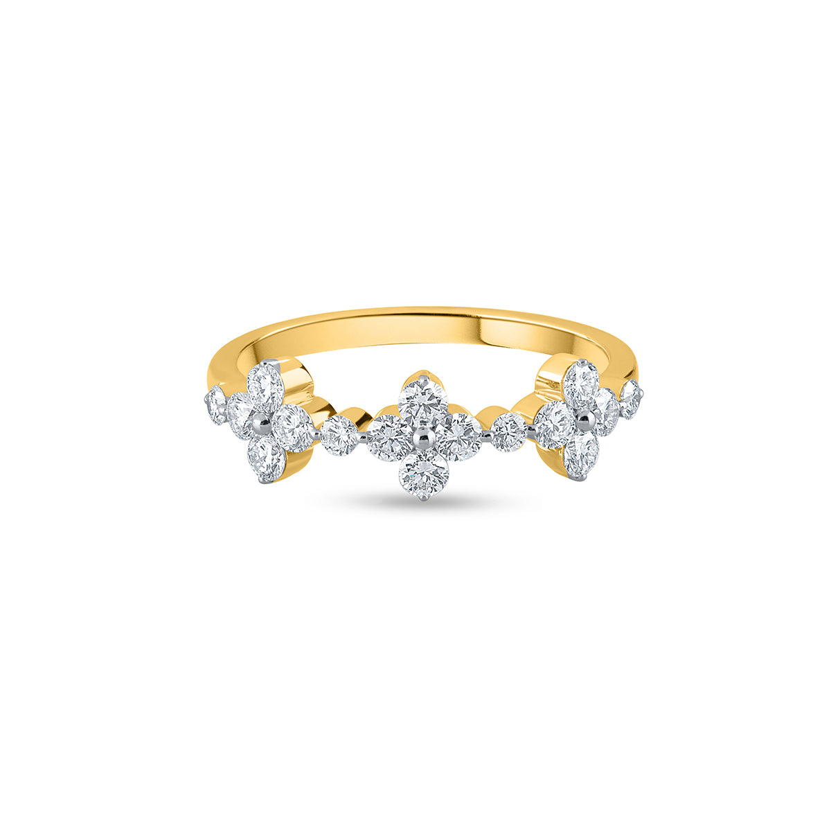 "Purecarat Elegant Gold Diamond Cluster Flower Ring"
