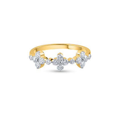 "Purecarat Elegant Gold Diamond Cluster Flower Ring"
