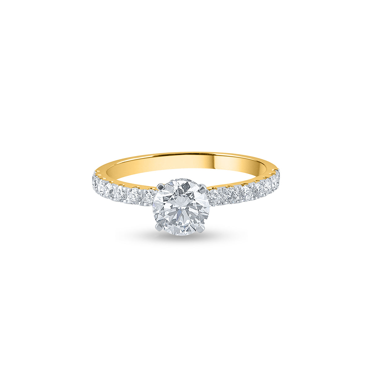 "Buy Purecarat Yellow Gold Round Brilliant Cut Diamond Engagement Ring Online"