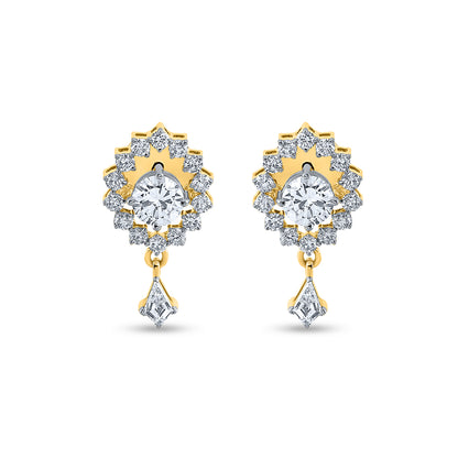 PureCarat lab grown diamond flower open ring 14K gold with round and pear shape diamonds