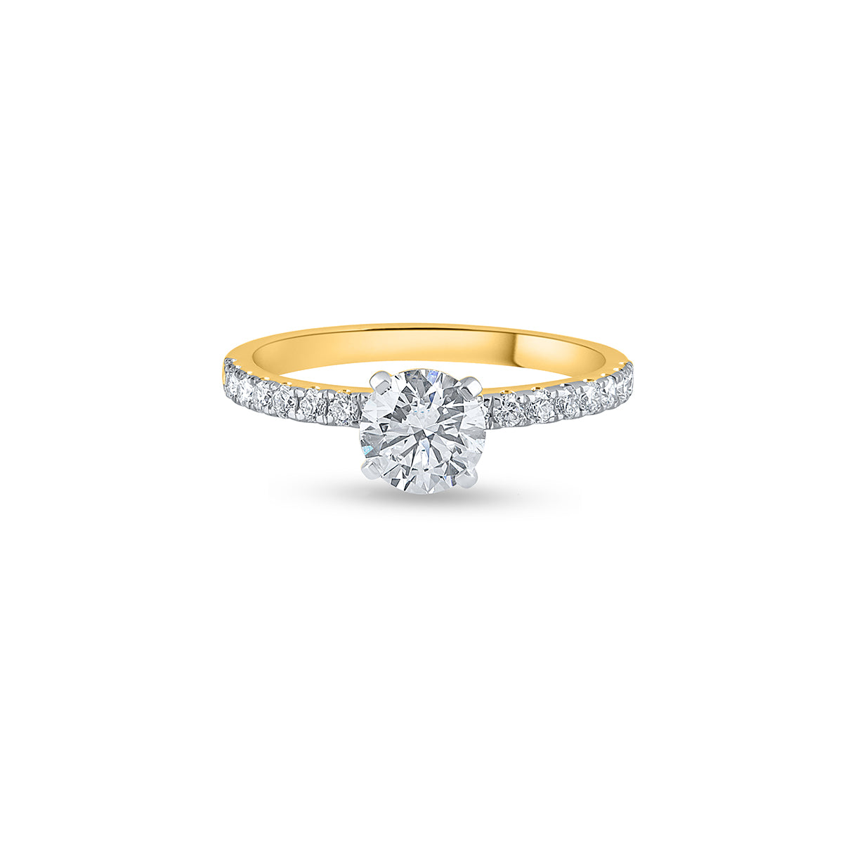 "Purecarat Women's Yellow Gold Pave Diamond Engagement Ring"