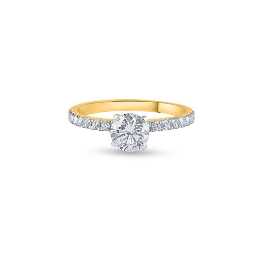 "Purecarat Women's Yellow Gold Pave Diamond Engagement Ring"