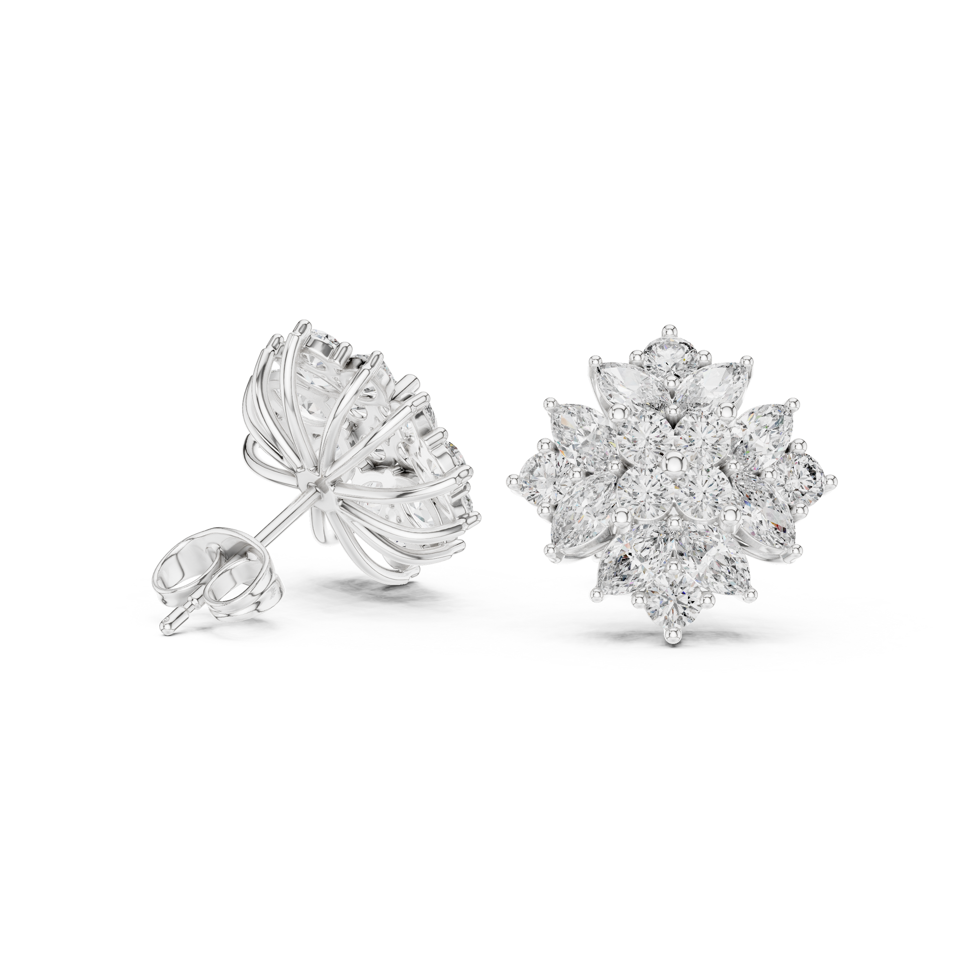 Buy PureCarat Yellow Gold Nakshatra Diamond Flower Earrings