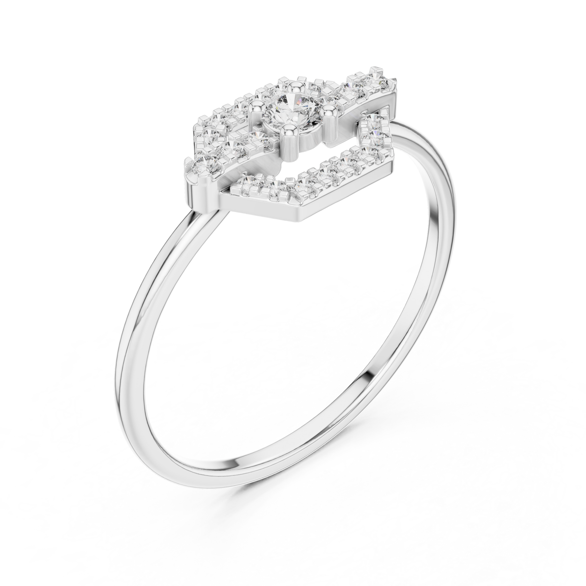 "Purecarat unique white gold geometric diamond ring"