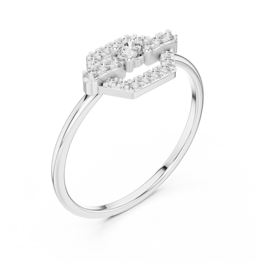 "Purecarat unique white gold geometric diamond ring"