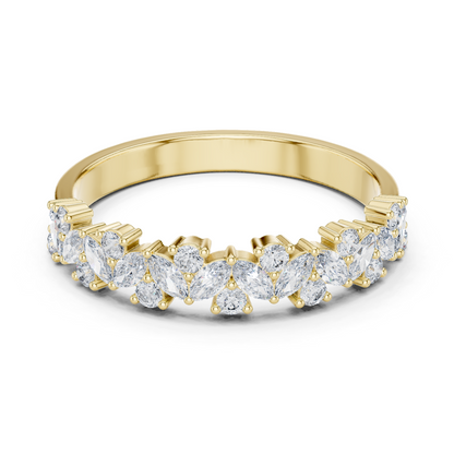 Purecarat Yellow Gold Marquise and Round Diamond Eternity Band