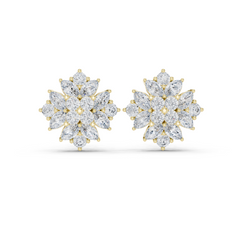 Purecarat Yellow Gold Nakshatra Diamond Flower Stud Earrings