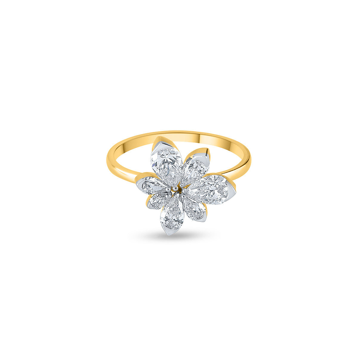 " Purecarat Marquise Diamond Petal Design Ring in 14K Yellow Gold"
