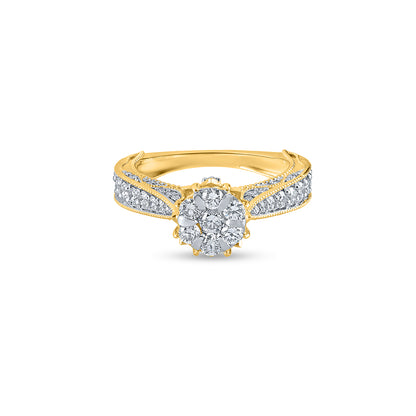 "Buy Purecarat Vintage Style Yellow Gold Diamond Engagement Ring Online"