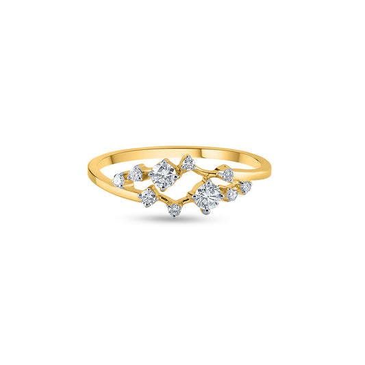 "Purecarat Yellow Gold Diamond Cluster Fashion Ring for Women"