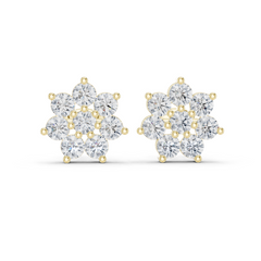 Purecarat: Elegant 14K Gold Diamond Cluster Studs
