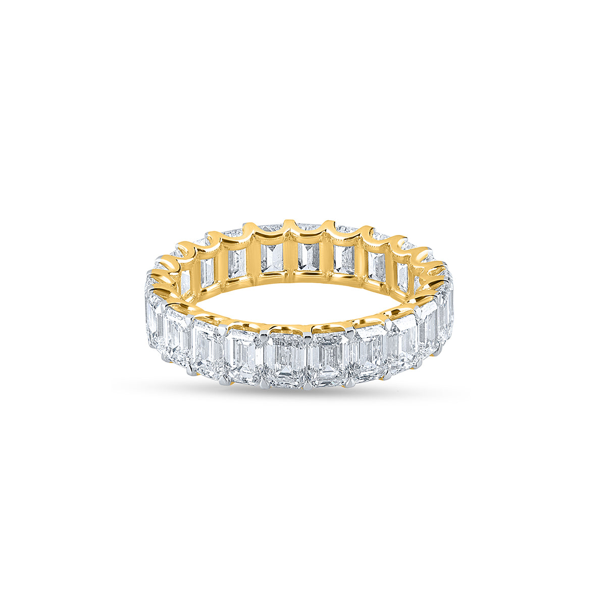 "Buy Purecarat Full Eternity Emerald Diamond Ring in Yellow Gold Online"