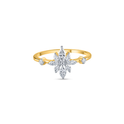 "Yellow Gold Marquise Diamond Cluster Ring for Women"