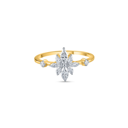 "Yellow Gold Marquise Diamond Cluster Ring for Women"